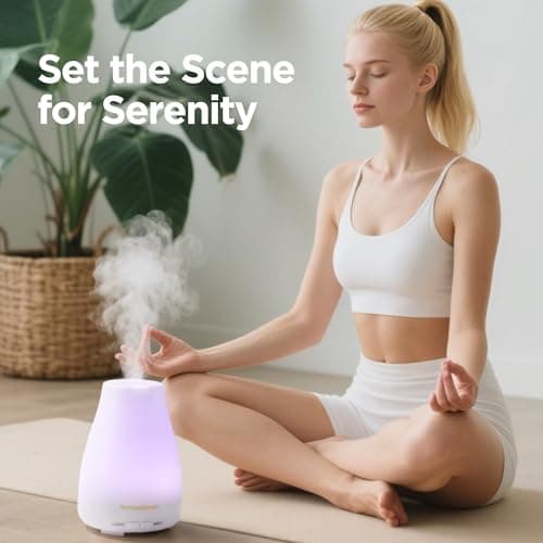 InnoGear Essential Oil Diffuser, Ultrasonic Diffusers for Home Aromatherapy Humidifier for Bedroom Room 7 Colors LED 2 Mist Mode Auto Off, Basic White 7