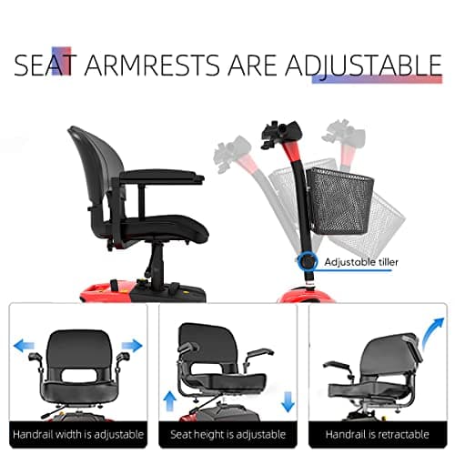 ENGWE Folding 4 Wheel Mobility Scooter,15 Mile Long Range, 250W Electric Powered Mobile Wheelchair for Seniors Adult with Detachable Basket, Detachable Battery 6