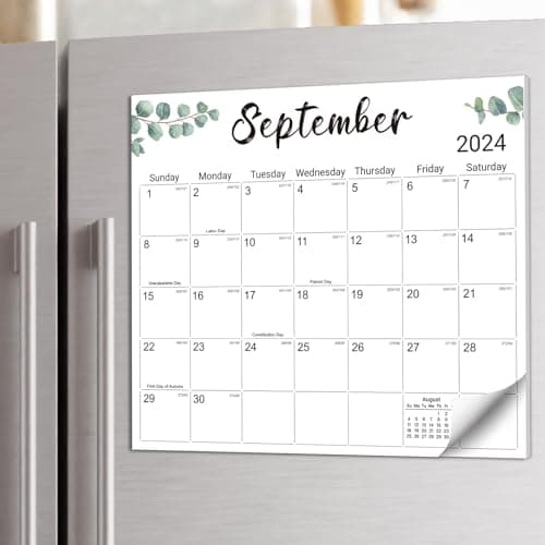 Aesthetic 2024 Magnetic Calendar for Refrigerator, Fridge Calendar Magnet Runs Until December 2025, 18 Monthly Refrigerator Calendar with Greenery Designs for Easy Organizing, 2024 Old Edition