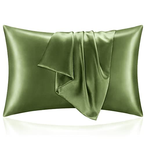 BEDELITE Satin Pillowcase for Hair and Skin, Super Soft and Cooling Similar to Silk Pillow Cases 2 Pack with Envelope Closure, Gift for Women Men(20"x26" Standard Size, Cedar Green)