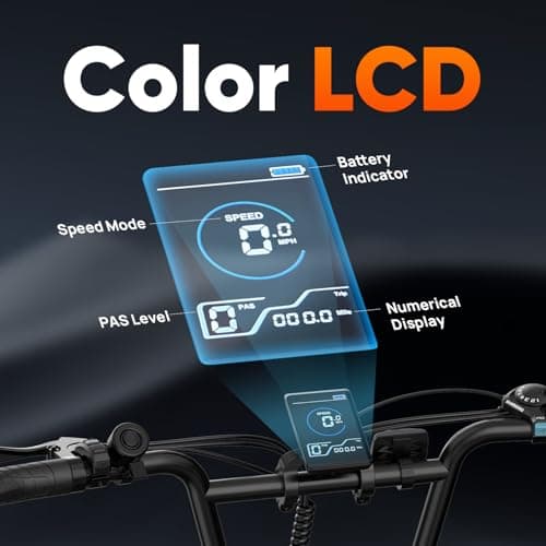 URLIFE 20"*3.0 Fat Tire Electric Bike for Adults, 28MPH 48V, 80-Mile, 7-Speed & Suspension, Adjustable Seat for Adults and Teens, UL 2849 (Black) 6