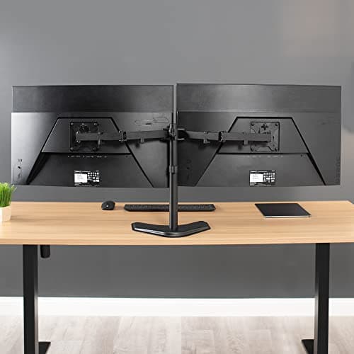 VIVO Dual LED LCD Monitor Mount, Free-Standing Desk Stand for 2 Screens up to 32 Inch, Heavy-Duty Fully Adjustable Arms with Max VESA 100x100mm, Black, STAND-V032F 9