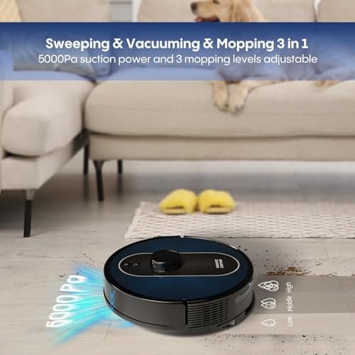 Robot Vacuum and Mop with Self-Empty Base: 5000Pa Suction, LiDAR Navigation, Smart Obstacle Avoidance, Home Mapping, No-Go Zone, 60-Day Hands-Free, Idear for Homes with Pets, Carpet & Hard Floors 6