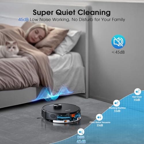 Robot Vacuum and Mop Combo, Robotic Vacuums Cleaner with LiDAR Navigation, Smart Mapping, Strong Suction, with WiFi/App/Alexa/Voice Control, Obstacle Avoidance, for Home, Wood/Hard Floors, Pet Hair 5