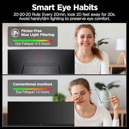 KOORUI 24 inch Curved Gaming Monitor 180Hz FHD 1080P Computer Monitor, 1ms 1500R Display, Adaptive Sync, FreeSync Premium, HDMI 2.0X2 & DP 1.2, VESA, Tilt, 24E6CA 5