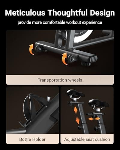 HARISON Exercise Bike, Stationary Bike for Home 380 lb Weight Capacity, Magnetic Workout Bike with Bluetooth App, Brake Pad Indoor Cycling Bike with Tablet Mount & Comfortable Seat Cushion 6