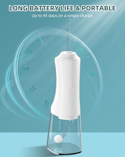 Water Flosser, Water Dental Flosser Pick for Teeth, 300ML IPX7 Waterproof Oral Irrigator, 3 Modes 4 Replaceable Jet Tips, Professional Flossing Cleaning Picks for Home Travel Gums (White) 7