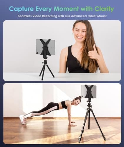 6amLifestyle iPad Tripod Mount Adapter with 360° Rotatable Ball Head, iPad Holder for Tripod, Fits 5" to 11" Tablets for Video Recording, Compatible with Mini, Air, Pro 9.7/10.5/11 5