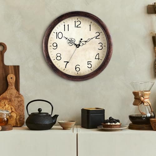 KECYET Wall Clock, Vintage Wall Clocks Battery Operated Quartz Silent Non-Ticking 8 Inch Retro Rustic Style Clock Decorative for Kitchen,Bathroom Home Office (Bronze) 6