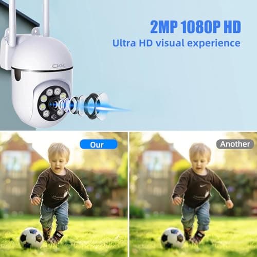 CKK 1080P Security Camera Wireless, 2 Pcs 2MP PTZ WiFi Home Camera (2.4G/5G Dual-Band), 360° Pan/Tilt, Color Night Vision, Motion Alerts, 2-Way Audio, Compatible with Alexa, SD/Cloud Storage 6
