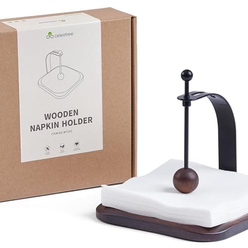 Celestree Napkin Holder for Table, Wood Napkin Holders for Paper Napkins, Cocktail Napkin Holder, Suitable for Kitchen, Restaurant, Bar, Office, Parties, Home Décor, Hotel, Cafe (Walnut Wood) 6