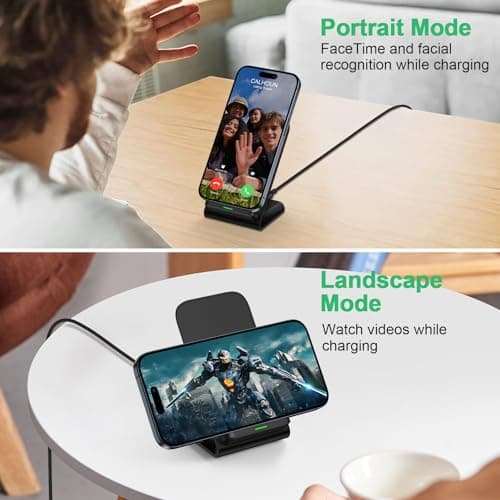 Samsung Wireless Charger Fast Charging Stand Wireless Android Desk Phone Charger Pad 15W for Samsung Galaxy S25 FE S24 S25 Ultra Plus S24FE S23FE S22 S21, Pixel 10 9, iPhone 17 16, with 18W Adapter 6