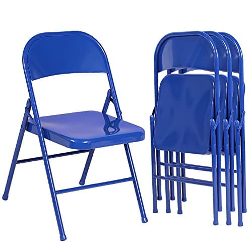 VECELO Metal Folding Chairs 4 Pack, Double Hinged Steel Frame Easy Foldable&Stackable for Office Kitchen Dinning Wedding Patio and Garden