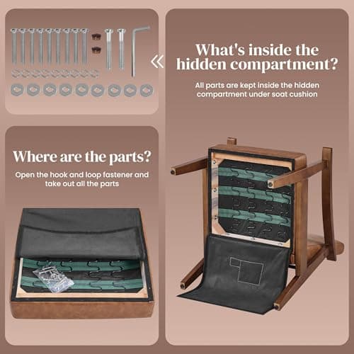 Yaheetech PU Leather Accent Chair, Mid-Century Modern Armchair with Solid Wood Legs, Reading Leisure Chair with High Back for Living Room Bedroom Waiting Room, Brown 7