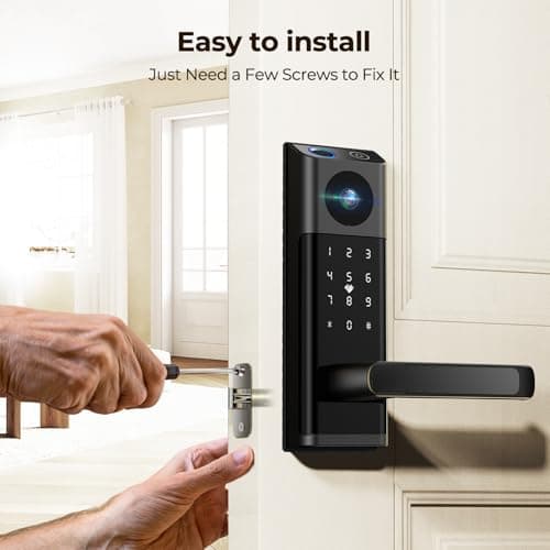 Video Smart Lock with Camera & Doorbell, 5-in-1 Keyless Entry Door Lock with Handle, Fingerprint+Keypad Code+App Remote Control+IC Card, Auto Lock, Wi-Fi Smart Deadbolt for Front Door, Apartment 7