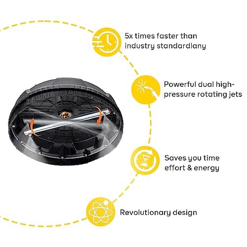 AURORA CAR 15" Pressure Washer Surface Cleaner, 3600PSI, Black, Industrial Style, Battery Powered, Surface Cleaner Attachment with 1/4" Quick Coupler for Driveway, Sidewalk, Garden, Patio 3