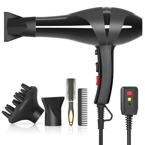 Conhaze Hair Dryer, Professional Ionic Blow Dryer with Diffuser for Curly Hair,2400W Powerful Fast Drying Hairdryer Blowdryer for Women Men Home Salon Hair Styling,Constant Temp Low Noise 7