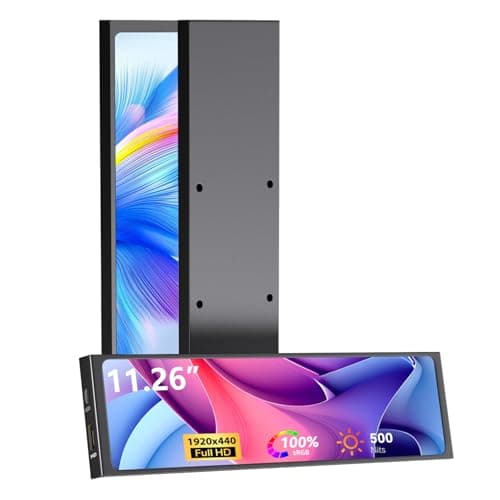 AISHICHEN 11.26" Mini Monitor FHD 1920x440 Small Wide Monitor for PC Case, LCD Screen IPS Display with HDMI & Type-C for Raspberry Pi Laptop CPU GPU Temperature Aida64 Monitoring