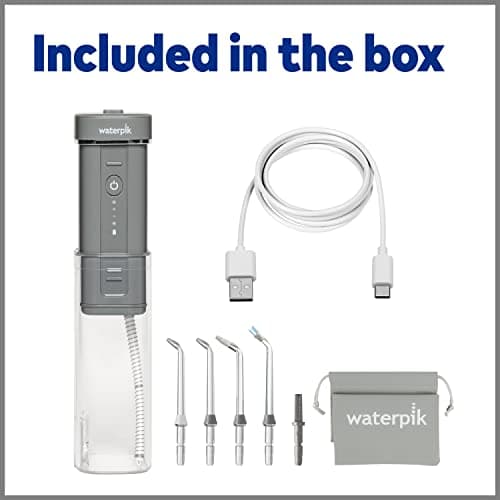 Waterpik Cordless Slide Professional Water Flosser, Portable Collapsible for Travel and Storage, with Travel Bag and 4 Tips, ADA Accepted, Rechargeable and Waterproof, Modern Gray WF-17CD017-1 5