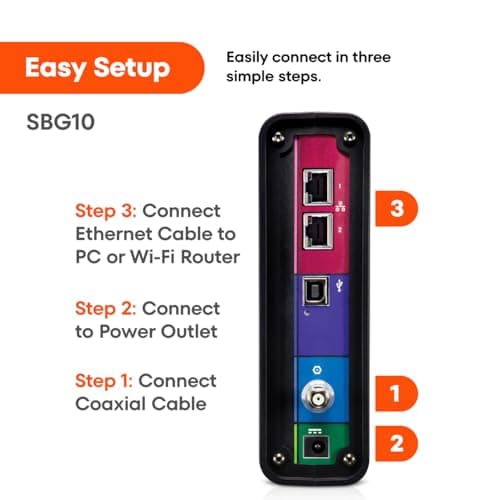 ARRIS (SBG10) - Cable Modem Router Combo - DOCSIS 3.0 16 x 4 Gigabit & AC1600 WiFi, [Check with your provider for compatibility]400 Mbps Max Internet Speeds 5