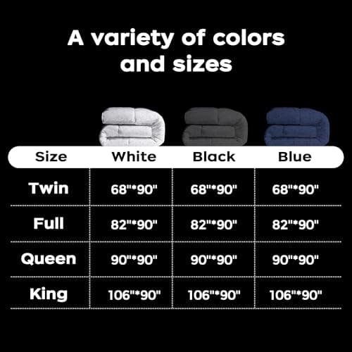 puredown® Goose Feather Comforter,Duvet Insert, Gusseted Ultra-Soft Noiseless Shell Medium Warmth Bedding Comforters (Black-All Season, Queen) 8