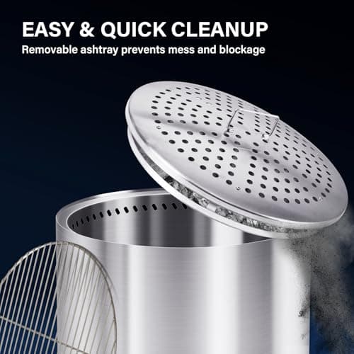 HGD 28" Smokeless Firepit with Stand & Grill Rack, Large Stainless Steel Wood Burning Fire Pit for Friends & Family Gatherings, Secondary Combustion Outdoor Patio Stove for Garden BBQ & Bonfire 5