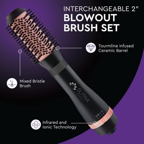 Sutra Interchangeable Blowout Brush Set, 2-inch I 50MM Oval Barrel + Base, DC Motor, 3 Heat Settings, Infrared and Ionic Technology 6