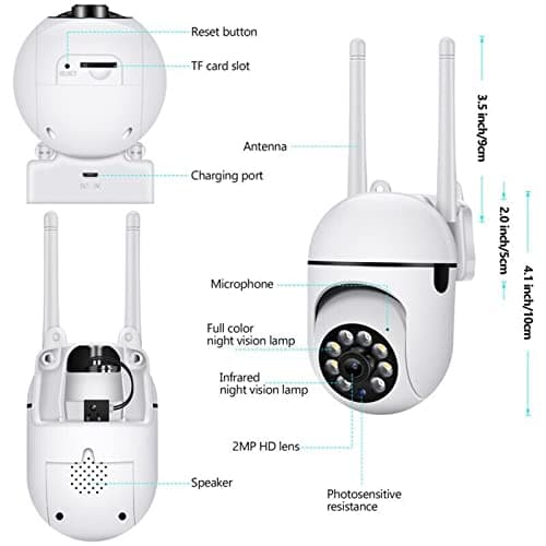 KOWVOWZ Outdoor Security Cameras, 2.4GHz & 5G WiFi Cameras for Home Security, 1080P Dome Surveillance Cameras 360° View, Waterproof Security Camera with Motion Detection, 2-Way Audio (2PCS) 8