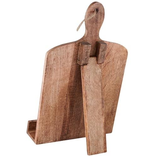 Wedding Gifts Solid Wood Cookbook Stand for Kitchen Counter Recipie Book Holder for Cooking, Chopping Board Style Foldable and Holder for Tablets and Cookbooks (Brown) Cooking Gifts 5