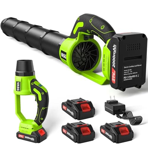 VASG Leaf Blower Cordless, 3 x 21V Batteries & Fast Charger Set, Variable Speed Mode, Lightweight Handheld Electric Leaf Blower for Lawn Care, Yard, Garden, Patio & Outdoor Cleanup