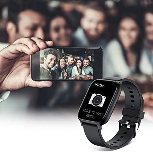 Smart Watch for Men Women Compatible with iPhone Samsung Android Phone 1.69 inch Full Touch Screen IP68 Waterproof Bluetooh Fitness Tracker Heart Rate/Sleep Monitor (Black) 5