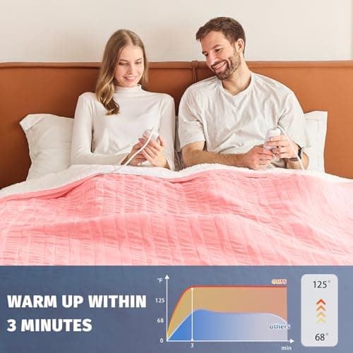 Heated Electric Blanket Queen Size - 84" x 90" Heating Blanket with Dual Control, 10 Heating Levels & 8 Hours Auto Off, Soft Warm Flannel Blanket, Christmas Birthday Gifts for Senior Grandma 5