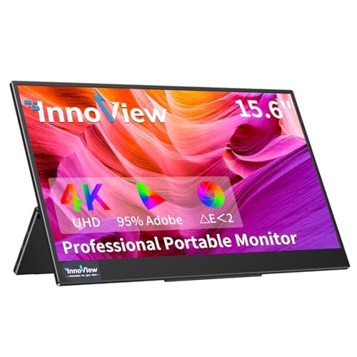 InnoView 4K Portable Monitor 15.6" 3840x2160 UHD, 95% Adobe, ΔE<2 Portable Monitor Laptop Eye Care Lightweight HDR Portable Screen for Laptop MacBook Xbox PS5 Switch PC Phone