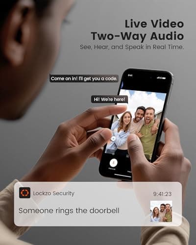 Lockzo Smart Lock with Camera, 3-in-1 WiFi Doorbell Keyless Entry Door Lock, Deadbolt Lock for Front Door, Fingerprint, Keypad Code, App Control, IP65 Waterproof, BHMA, Support Alexa&Google Assistant 8