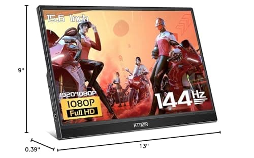 HTNZIR 15.6" 144Hz Portable Gaming Monitor, 1920 * 1080 Resolution, USB-C/HDMI Ports, Travel Monitor External Screen for Laptop, PC, PS5, Mac, Xbox Built-in Speakers and VESA Kickstand 9