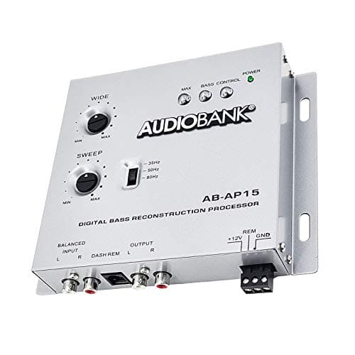 Audiobank 1/2 Din Car Audio Digital Bass Processor, Sound Restoration & Crossover for Car Subwoofer with Bass Knob/Input Level: 15V RMS & Output Level: 13.5V Peak 5