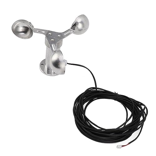 Luqeeg Wind Speed Sensor, High Accuracy Three Cup Anemometer, Aluminum Alloy Material with 8m Cable for Wind Measurement in Power Plants, Meteorological Stations, Easy to Install 9