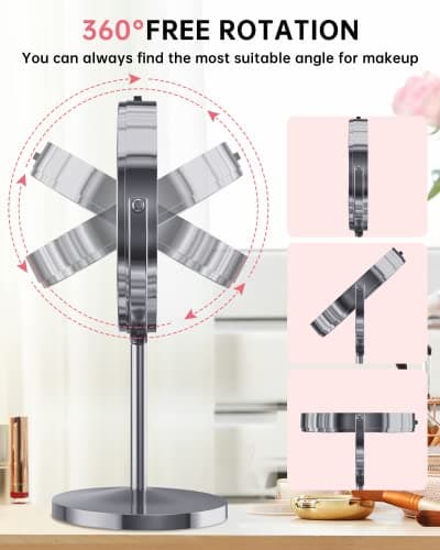 Gospire 7" Lighted Makeup Mirror with Magnification 10X/1X Double Sided, Round Magnifying LED Vanity Standing Cosmetic Shaving Mirror with Battery Operated, Cordless Portable for Bathroom Bedroom 5