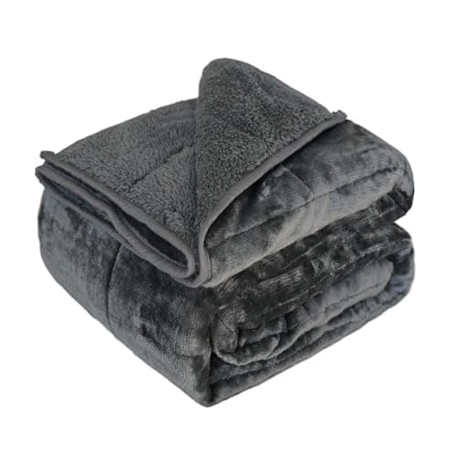 CZZZ Throw Sherpa Weighted Blanket 15 lbs - 48"x72" for Adults, Fleece Fluffy Fuzzy Cozy Plush Washable Heavy Blanket, Super Soft Warm for Queen Full Twin Size Bed in Winter