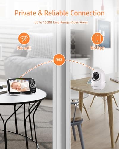iFamily Split Screen Baby Monitor, Large Display Video Baby Monitor with 2 Cameras and Audio, Long Range, Remote pan tilt, Night Vision, Temperature Sensor, 2 Way Talk, Feeding Clock and lullabies. 7