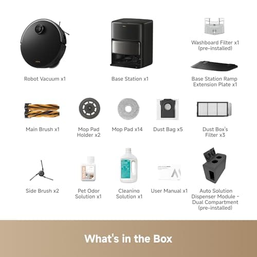 Mova V50 Ultra Complete Robot Vacuum and Mop Self-Cleaning, 24,000 Pa Suction, Liftable Navigation with Obstacle Overcoming and Warm Water Mopping with DuoSolution System Designed for Pets, Black 9