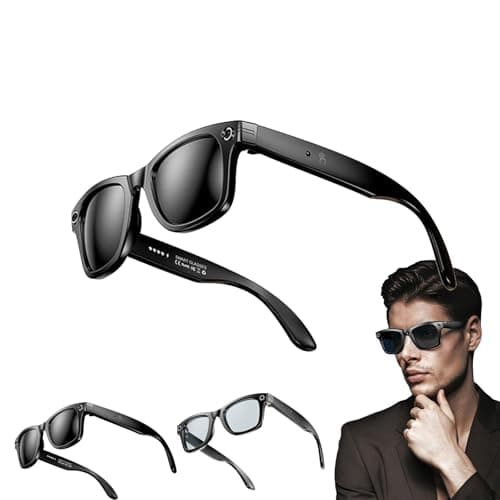 AI Smart Glasses, 800W Camera & 1080P Video, Smart Glasses with Camera and Bluetooth, AI Glasses for Calls & Musi,UV Protection,Anti-Blue Light Glasses Everyday Wear (A)