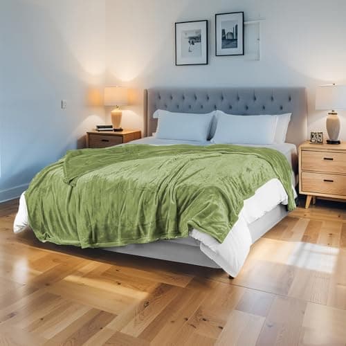 ONDAN Electric Heated Blanket 84"x90" Queen Size Flannel Heated Blanket, Cozy & Warm for All Night, 4 Heat Settings & 10 Hours Auto Off, Machine Washable, Green