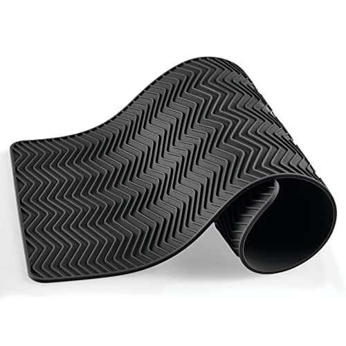 mDesign Steel Sink Dish Drying Rack/Dish Drainer Storage Organizer w/Wire Drainer, Drying Mat for Kitchen Counter, Easy Drain/Dry Dishes, Plate, Utensil, Concerto Collection, Set of 2 - Black/Dk Gray 5