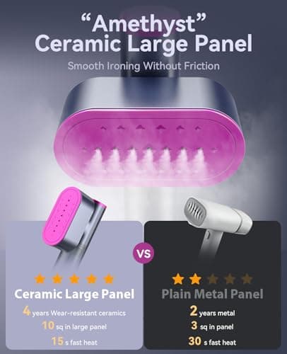 Jack ＆ Rose Travel Steamer for Clothes,100-220V Portable Iron,15s Heat Up,Steamer ＆ Iron 2 In 1, Travel Size,Large Ceramic Heat Panel,for Global and Europe 7