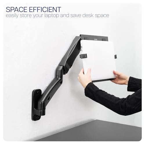 VIVO Height Adjustable Pneumatic Extended Arm Laptop Wall Mount, Full Motion Articulating Notebook Tray, Fits 10 to 15.6 inch Screen, Black, MOUNT-V001GL 7