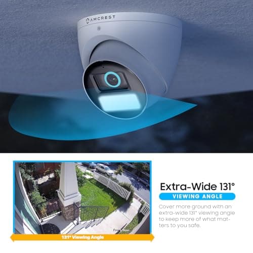 Amcrest Analog 5MP NightColor Outdoor Security Camera, Turret 5MP @ 25fps, CCTV-Coax-BNC, 131ft Full Color Night Vision, Mic, 132° FOV (Not an IP Camera) (DVR Required, Not Included) (AT5N28-W-V3) 6