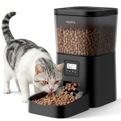 Espelho Automatic Cat Feeder- 4L Timed Cat Food Dispenser 1-6 Meals Control for Cat and Small Dog- Auto Pet Feeder with Desiccant Bag Keep Fresh for Reliable Easy Set Up and Clean- Voice Recorder