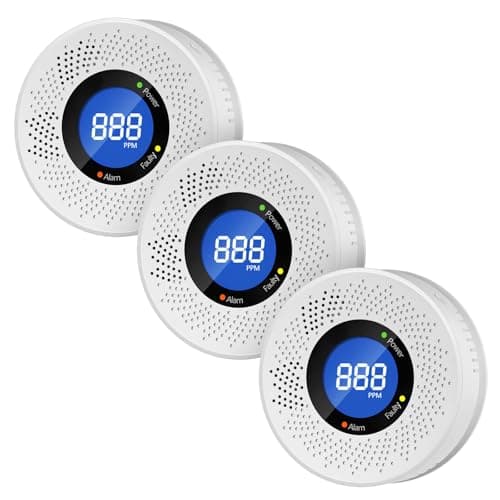 3 Packs Carbon Monoxide Detectors, Travel Carbon Monoxide Detector Battery，Replaceable Battery Operated CO Detector Alarm with Digital Display for Warehouse, Kitchen, Restaurant,Hotel, Garage