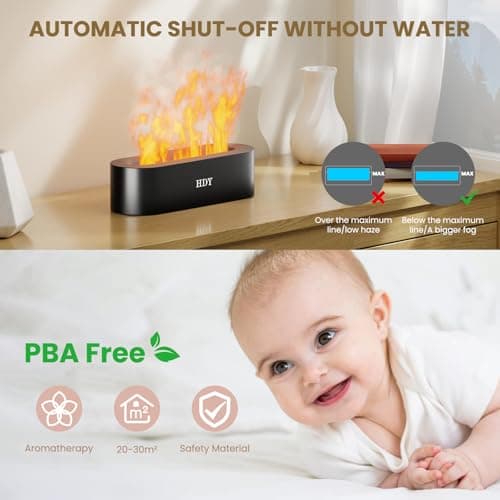 HDY 7 Color Flame Ultrasonic Humidifier - Color LED Essential Oil Diffuser, Silent Fireplace Design with Timer & Waterless Auto Shut-Off, 150ml Capacity for Home, Hotel & Office Use (Glossy Black) 5